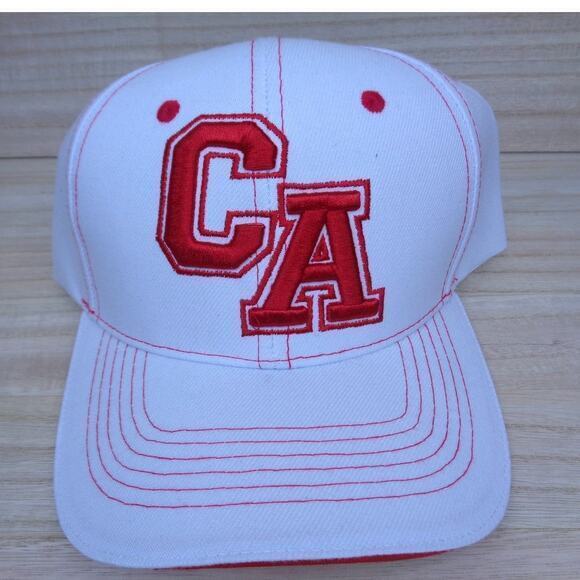 CA Embroidered White Red Hat California Baseball Adjustable‎ Hook & Loop Adult - Picture 1 of 6
